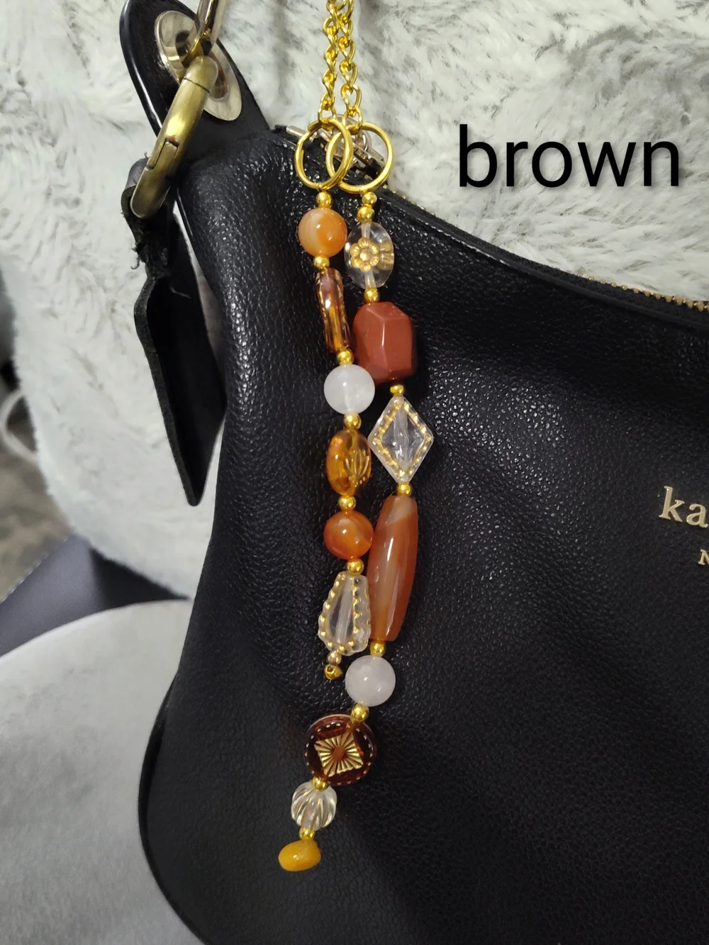 Handmade Beaded Natural Stone Keychain - Multiple
